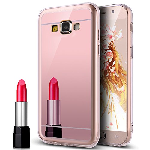 Galaxy J5 2016 Case,J5 2016 Case,ikasus Plating TPU Mirror Back Case Skin,Luxury Mirror Back Shock-Absorption TPU Bumper Anti-Scratch Bright Reflection Protective Case for Galaxy J5 2016,Rose Gold