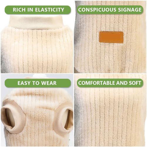 Voarge Dog Clothes Pet Plush pullover, Warm Sweater Winter Clothes, Dog Cold Weather Coat Costume Doggie Sweatshirt, Khaki, S - Image 4