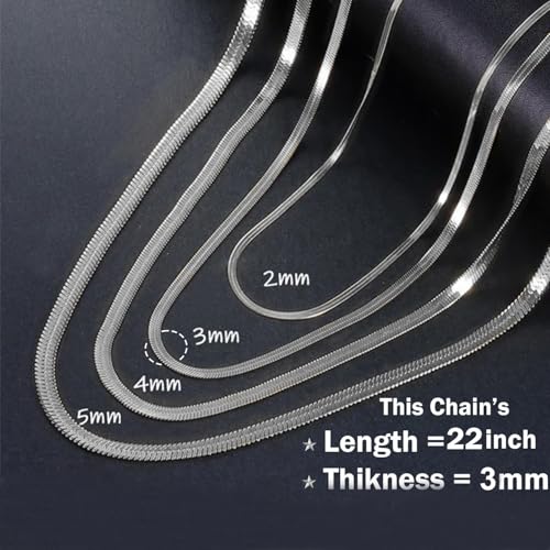 VAMA FASHIONS 22 Inch Men's Stainless Steel Flat Herringbone Chain - Image 5