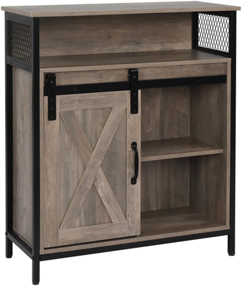 Iron Frame Sliding Door Three Shelves Bathroom Cabinet Vintage Style MDF with Triamine (Color : E, Size : As Shown) (E As Shown)