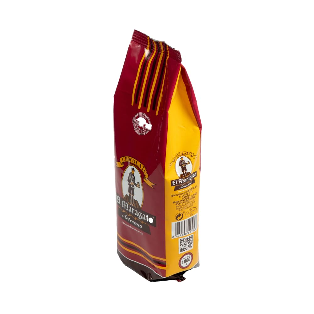 El Maragato Chocolate a la Taza Artesano – Chocolate en Polvo con Azúcar – 4 Bolsas 1 kg – Uso Profesional y Doméstico – Elaborado en Galicia