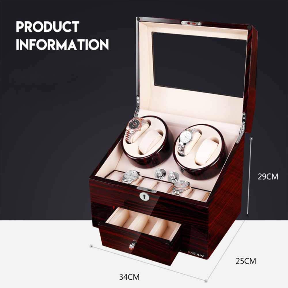 Automatic Watch Winder, Watches Case Display Box with Drawer Extremely Quiet Motor 4+9 Boxes Watch Shaker Box,