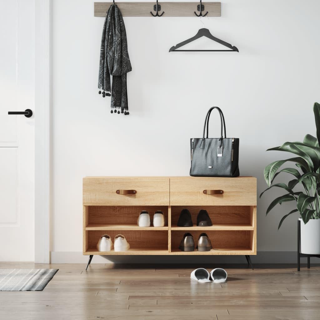 Banc à chaussures chêne Sonoma INLIFE 102cm en bois d'ingénierie pour entrée