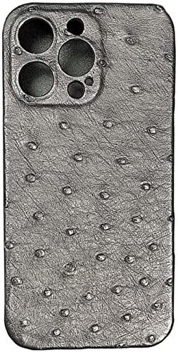 Coque iPhone 14 cuir véritable anti-choc, protège objectif gris mat
