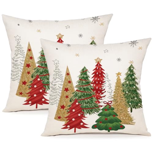 ZWJD Kissenbezug Weihnachten 40x40 2er Set Winterdeko Kissenbezüge...
