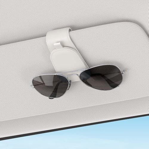 Image of Sotfamily Sunglass Holder for Car Visor, White, 2 Packs | Suede Cloth, Magnetic, Organizer for Car Accessories