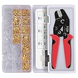 Crimpzange mit 400 Teile Flachsteckhülsen Set - PEBA Krimpzange für 0,25 bis 2,5mm² Steckverbinder | Crimpzangen Tool,Unisolierte Kabelschuhe,Crimpwerkzeug,kabelverbinder, flachstecker 2,8/4,8/6,3 mm