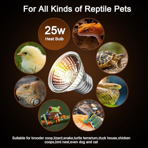 Image of 4-Pack 25W UVA Bulbs, Fit E26 Heat Reptile Lamp, Light Turtle Heat Lamp for Reptiles and Amphibian Tanks, Terrariums and Cages, Works with Various Lamp Fixtures