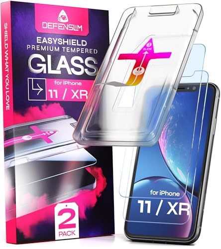 Image of Defenslim Screen Protector for iPhone 11 / XR (2Pack), Easy Auto-Align Install Kit, 6.1 inch Tempered Glass, 9H Hardness, Ultra HD Clear, Case Friendly, EasyShield