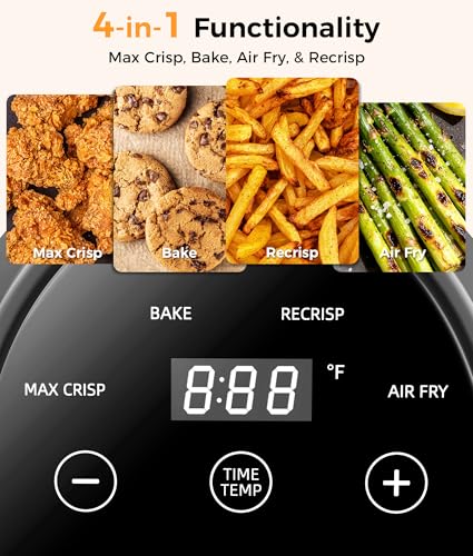 Image of 4-in-1 Portable Glass Air Fryer - 1500W, 4.2QT & 1.6QT Dual Glass Containers with Lids, Non-Toxic, 400F Precise Heat, Max Crisp | Bake | Air Fry | Recrisp, Microwave, Freezer & Dishwasher Safe