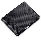 DISEÑO MINIMALISTA: el diseño ultra delgado de la billetera se ajusta perfectamente en el bolsillo delantero o en el bolsillo del pantalón. Mide a 11 x 8,5 x 1,8 cm para que no abarque demasiado su bolsillo.