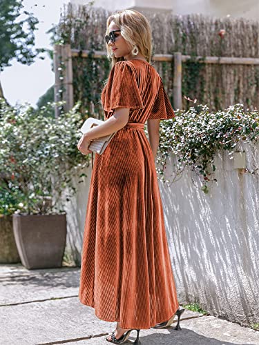Image of BerryGo Women's Velvet V Neck Wrap Semi Formal Dress Cocktail Party Maxi Dress for Wedding Guest