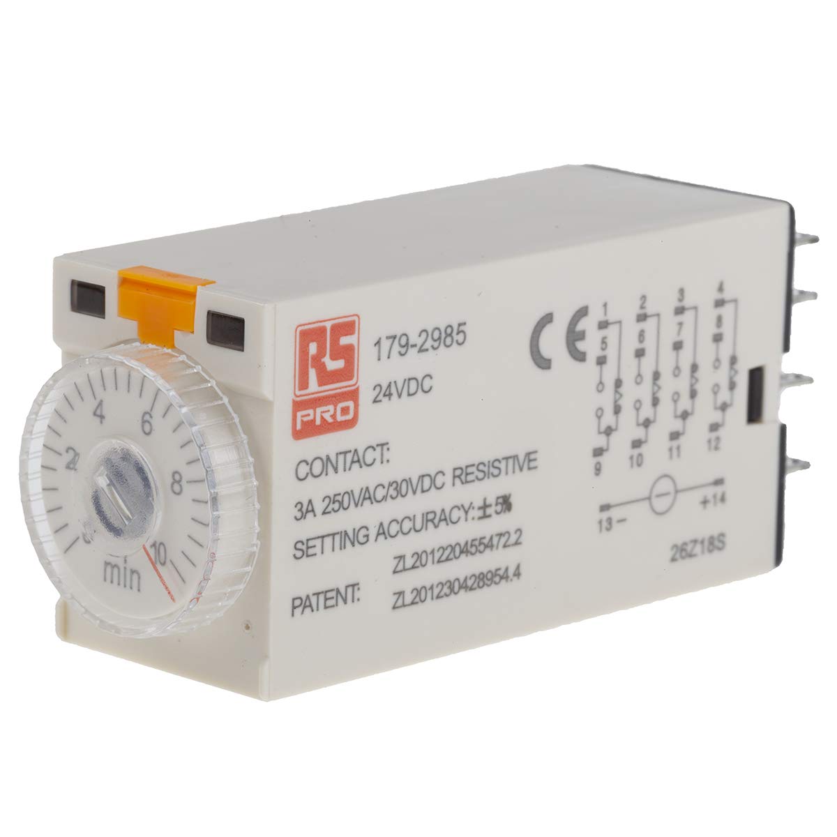 RS PRO TKB Zeitrelais 24 V dc 24V ac, 0.5 to 10 min, 4 Kont. 1, 4-poliger Schließer