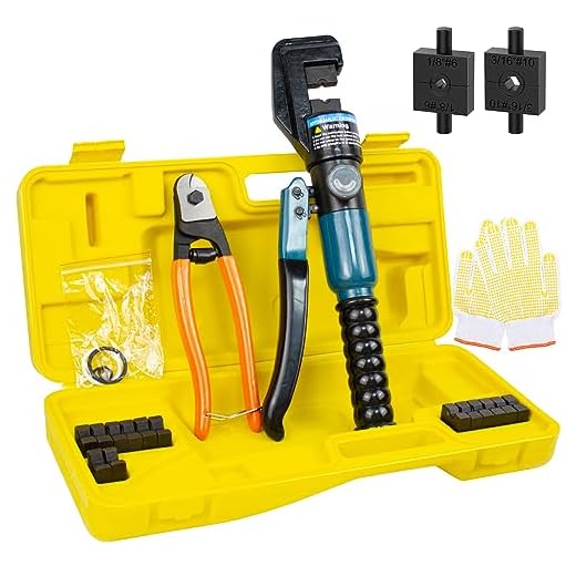 BLIKA 10 Ton Hydraulic Wire Battery Cable Lug Terminal Crimper Crimping Tool with 9 Dies and Cable Cutter, for 1/8" to 3/16" Stainless Steel Cable Railing Fittings, Wire Swaging Tool