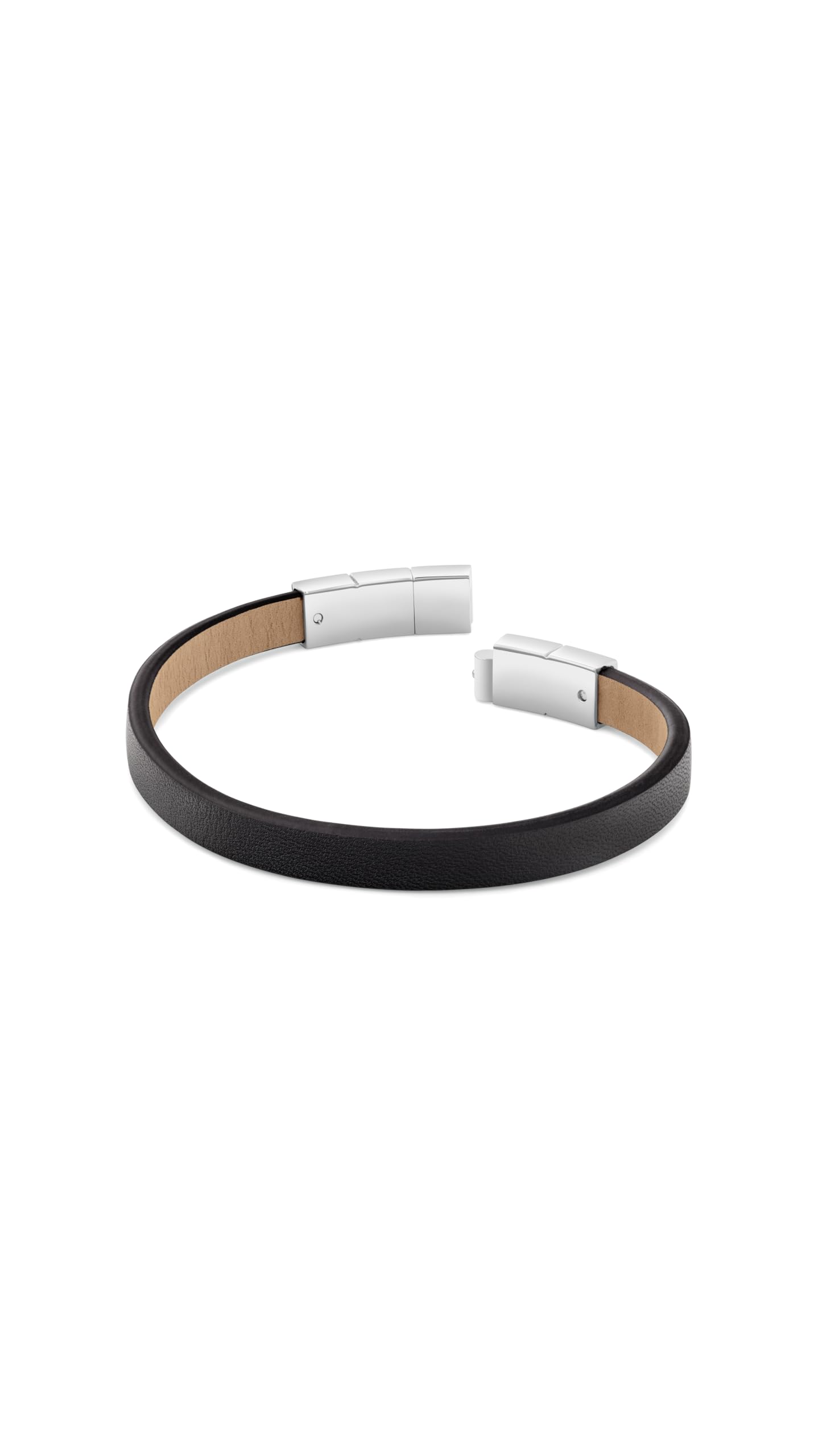 Calvin Klein Męska bransoletka z kolekcji MINIMALISTIC SQUARES z czarną skórą i zapięciem ze stali nierdzewnej - 35100062