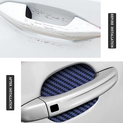 Miniatura 3 de 8 piezas de calcomanías para manija de puerta de coche, protector antiarañazos de fibra de carbono para taza de puerta de coche, película protectora
