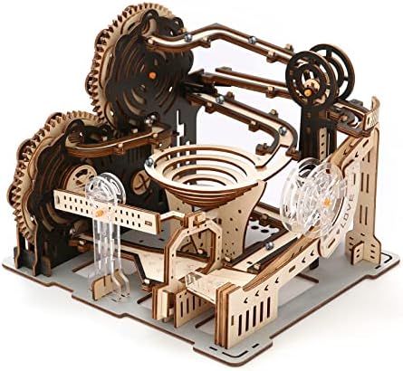 Hallisun 3D Wooden Puzzles for Adults, Marble Maze Run Model DIY Building Kits Block Craft, Rollercoaster Mechanical Gear Kit Hobbies Toys Valentines Birthday for Hobbyist, 196 PCS