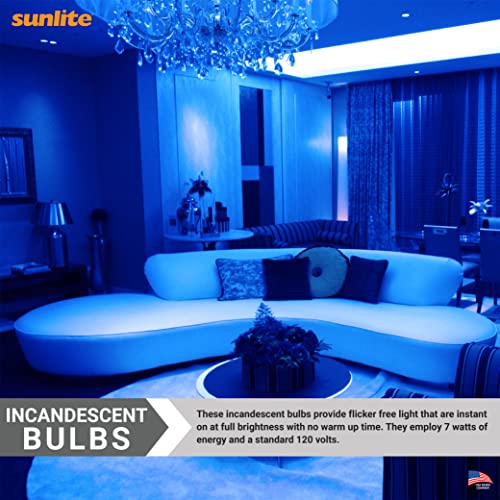 Sunlite 01290-Su Incandescent C9 Colored Bulbs, Holiday Decorative Bulb 7 Watts, E17 Intermediate Base, Christmas-Lights Nightlight, Title 20 Approved, Blue, 25 Count, #TOP3