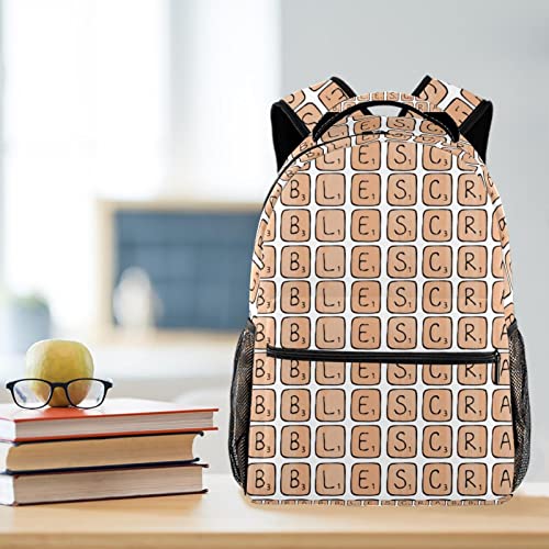 Sac à dos enfant Scrabble avec poche gourde voyage école Medium