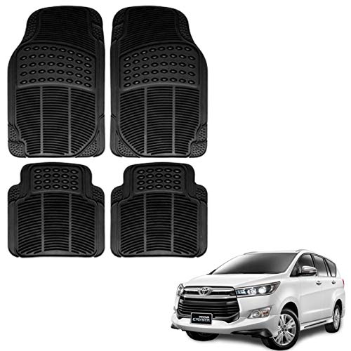 Autokaar Rubber Car Foot Mat for Toyota Innova Crysta (Set of 4, Black