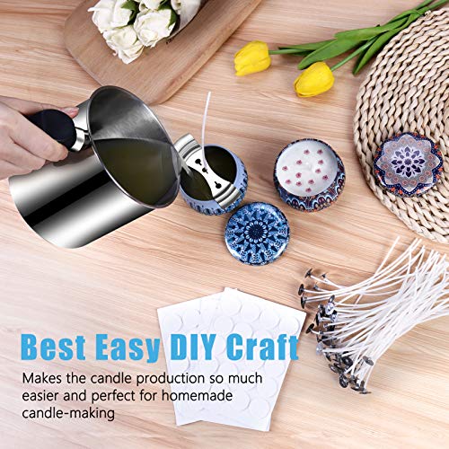 Candle Making Pouring Pot, Dingpai 44Oz Double Boiler Wax Melting Pot, 1Pc Spoon, 304 Stainless Steel Candle Making Pitcher, Silver Color With Heat-Resistant Handle And Dripless Pouring Spout Design #TOP4