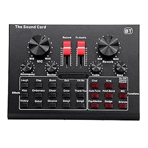 WanuigH Audio-mixer externe audio-mixer USB-interface soundkaart met 15 geluidsmodus Multiple geluidseffecten Eenvoudige…