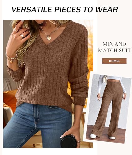RUMIA Fall Outfits for Women 2025 Two Piece Sweater Lounge Sets Going Out Winter Vacation Outfits Caramel 2XL — view 3