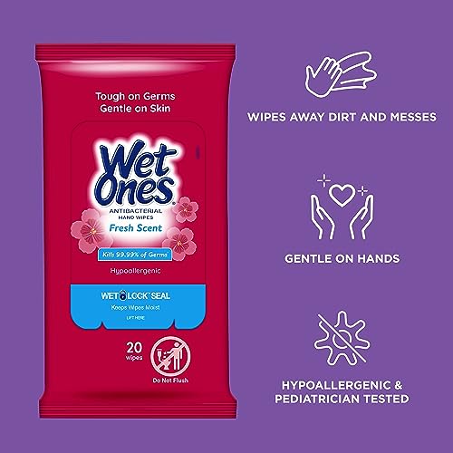 Image of Wet Ones Mixed 13 Piece Bundle of Human & Cat Wet Wipes, Fresh Scent | 10 Packs Antibacterial Hand and Face Wipes, 20ct Plus 3 Packs for Pets Multipurpose Cat Wipes, 50ct