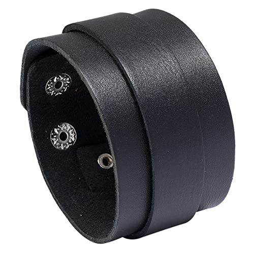 Pulsera de cuero trenzado ancha estilo punk rock miniatura 1