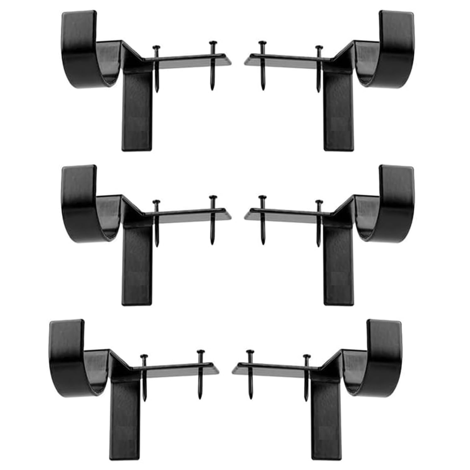 6Pcs No Drill Curtain Rod Brackets, Curtain Rod Holders No Drilling, Easy Install Renter Friendly Nailless Quick Hang Tap in Curtain Rod Hooks