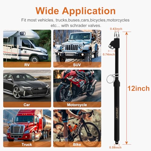 Image of SAFELIFE Tire Pressure Gauge Heavy Duty Air Pressure Tire Gauge, Straight-on Foot Dual Head Chucks, Frosted Black, 10-150PSI 100-1000KPa for Semi Truck Car RV Van (1)