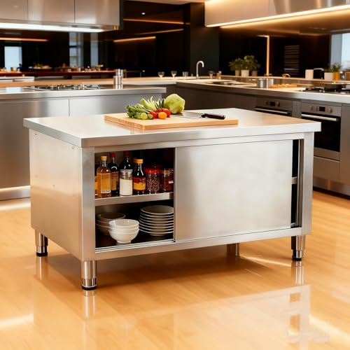VITNSVILE Stainless Steel Kitchen Cabinets countertop with Multiple Storage compartments