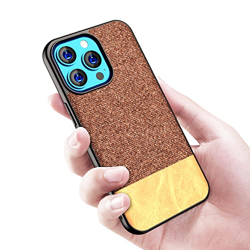 Image of Kapa Soft Fabric & Leather Hybrid Protective Case Cover for Apple iPhone 13 Pro (Brown)