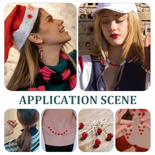 Cuentas redondas de diamantes de imitación rojos para diseñar tu propia bisutería de Navidad 7
