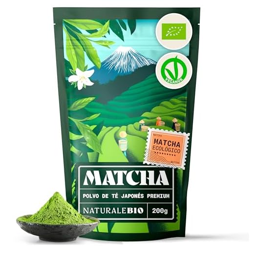 Té Verde Matcha Orgánico Japonés En Polvo [ Calidad Premium ] 200g. Té Matcha Biológico Japonés. Té Bio Grado Premium. Matcha Ecológico Cultivado En Japón, Uji, Kyoto. Ideal Para Beber, Cocina, Latte