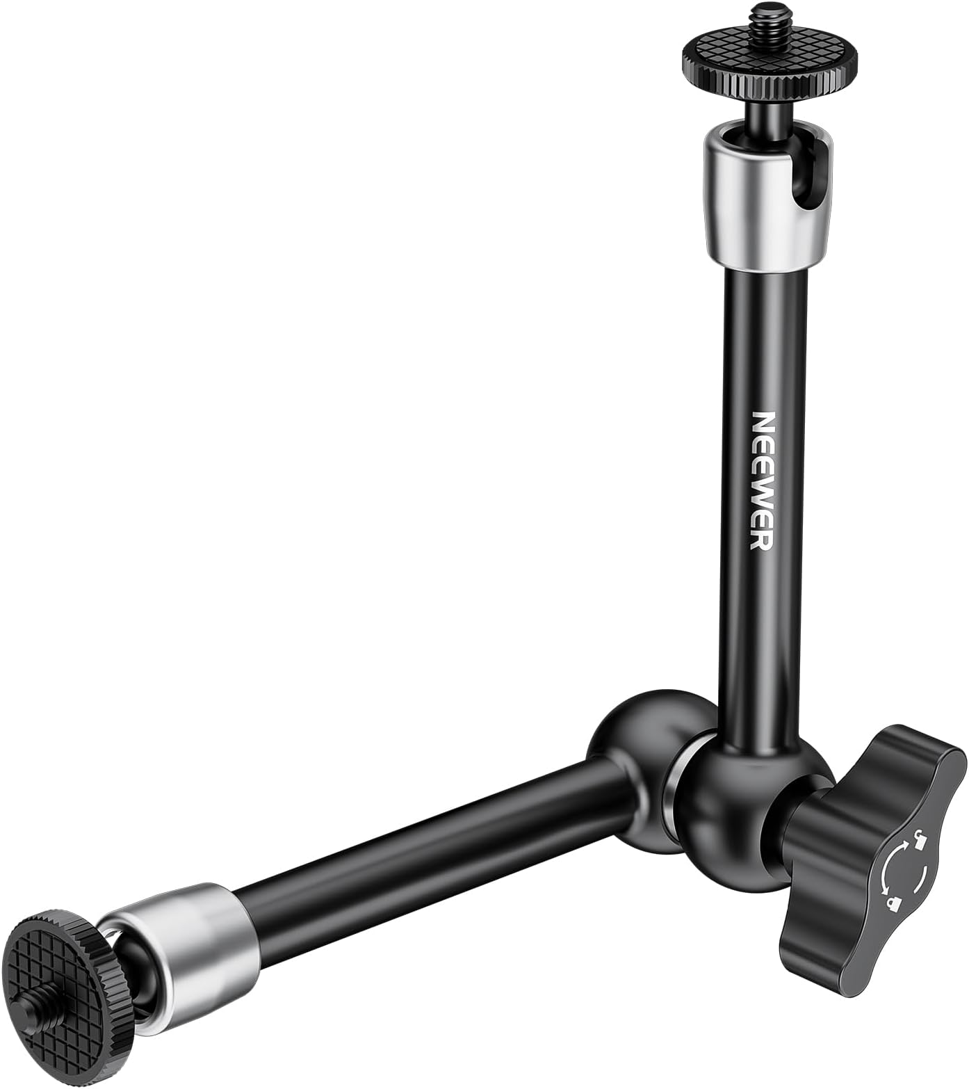 9.8"/25cm Adjustable Friction Magic Arm with 1/4" Screw on Both Ends, Compatible with SmallRig Cage, Flash/LED Light/Microphone/Monitor/SuperClip, Max Load 4.4lb/2kg, ST08