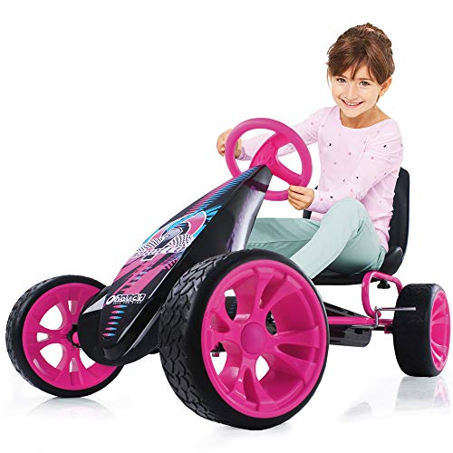 Hauck Sirocco - Racing Go Kart | Pedal Car | Low profile rubber tires | Pedal power auto-clutch free-ride | Adjustable seat - Pink