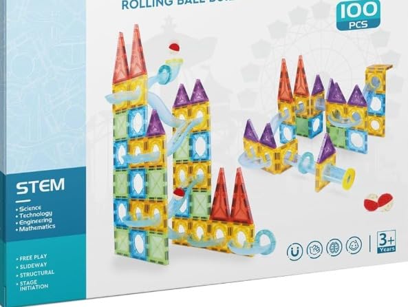 Magnetic Blocks for Kids Tiles -100 Pieces Set Gifts for Girls, Boys, Magneticc for Kids, Constructing & Learning Builder Educational Kidss Magnetic Blocks Game (Magnetic Tiles 100)-image-21