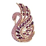 EVER FAITH Women's Austrian Crystal Elegant Swan Bird Brooch Pin Amethyst Color Gold-Tone