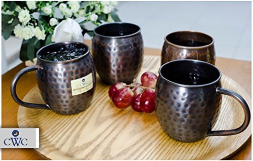 CwC Pure Copper Hammered Moscow Mule Copper Mugs Set Of 2