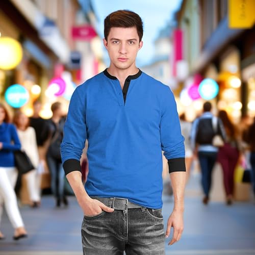 Image of fanideaz Men's Cotton Full Sleeve Henley T Shirts for Men