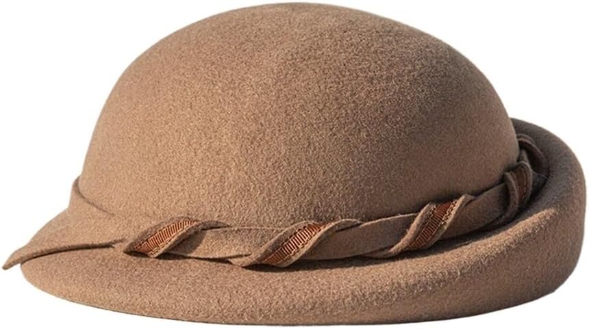 Autumn-Winter Woolen Felt Hat Beret for Women with an Elegant Dome Girl