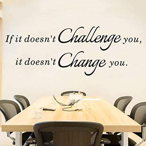 AnFigure Inspirational Wall Decals, Wall Decals for Office, Motivational Gym Quotes Workout Classroom Fitness Home Art Decor Vinyl Stickers If it Doesn't Challenge You It Doesn't Change You 23"X8.5"