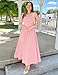 ZESICA Women's Summer Spaghetti Strap Maxi Dress 2026 Tie Shoulder Square Neck Flowy Wedding Guest Party Beach Long Dresses,Pink,Small
