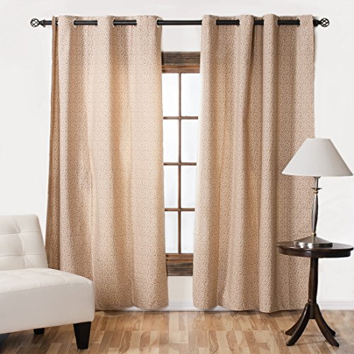 LTC LINENS LinenTablecloth 56 X 84 in. Ivory and Burgundy Filigree Blackout Curtain