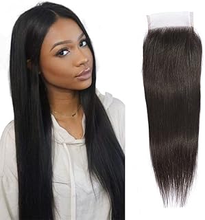 Natural straight Wave Lace Closure 4x4 Free Part Closure Brazilian Human Hair Closure Natural Curly Wave Lace Top Closure Human Hair 100% Unprocessed Virgin Human Hair Weave Swiss Lace closures With Baby Hair Natural Black Color For Black Women (straight closure 4x4, 12