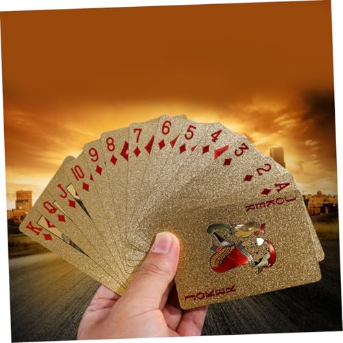 BESPORTBLE wasserdichte Goldfarbene Plastik pokerkarten mit Glänzender Folie Robustes Spielkartenset für Zuhause Bar und Büro Langlebige Reißfeste und Praktische Unterhaltungsspielkarten – Bild 5