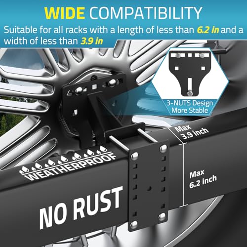 Image of PAULINN 3-Nuts Upgraded Trailer Spare Tire Mount w /Anti-Theft Rope, Fits 4 /5 /6 /8 Lugs Wheels on 4 inch, 4.5'', 4.75'', 5'', 5.5'' & 6'' Bolt Patterns Universal Spare Tire Carrier, 180 LBS