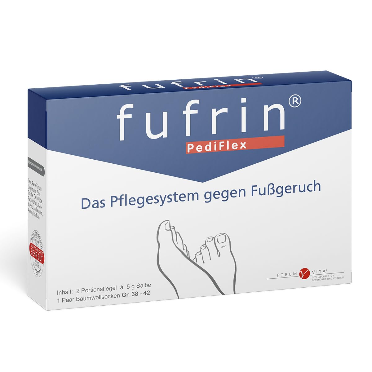Schweißfüße Salbe bei Fußgeruch | Anti Schweißfuß Mittel | Inklusive Socken (One Size) Fufrin® Fußpflegesystem