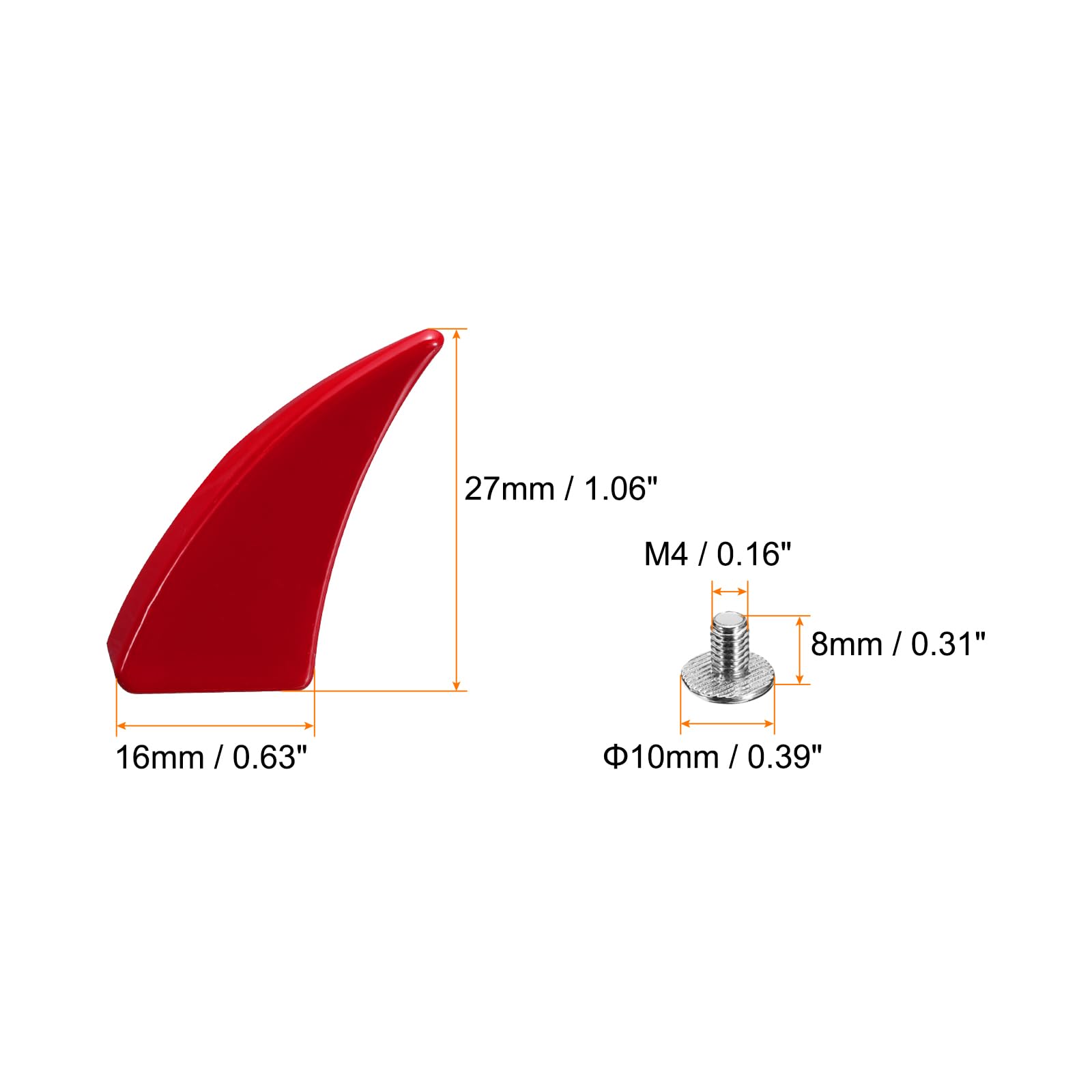 HARFINGTON Juego de 5 puntas de garra de gato de 27 x 16 mm, remaches de cuerno para manualidades de cuero con tachuelas de metal para hacer accesorios de ropa, estilo punk personalizado, color rojo